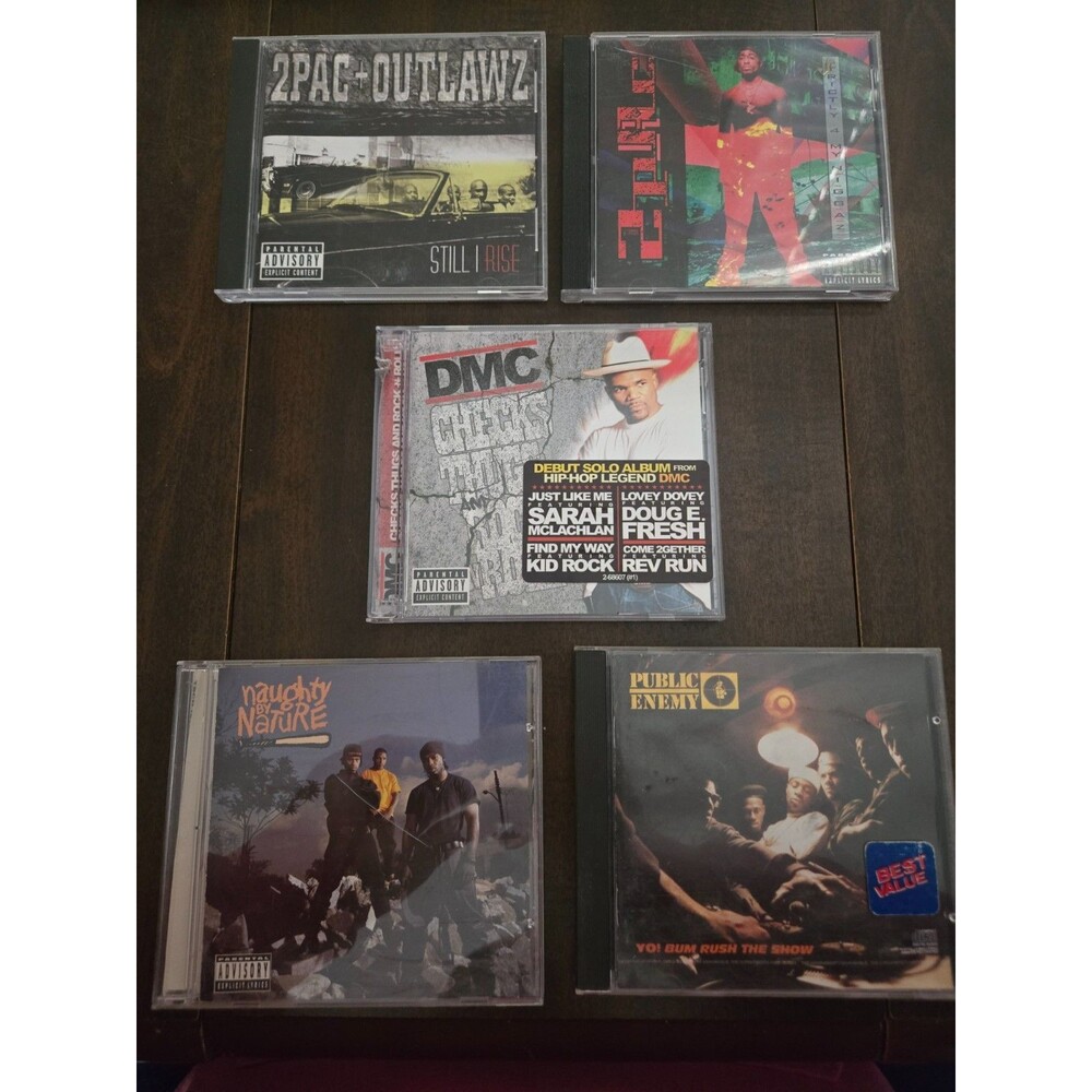 2PAC, NAUGHTY BY NATURE, PUBLIC ENEMY, DMC 90's Rap Hip Hop CDs Lot of 5 CDs